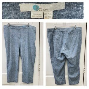 Boden‎ heather blue linen capri capris women's 16